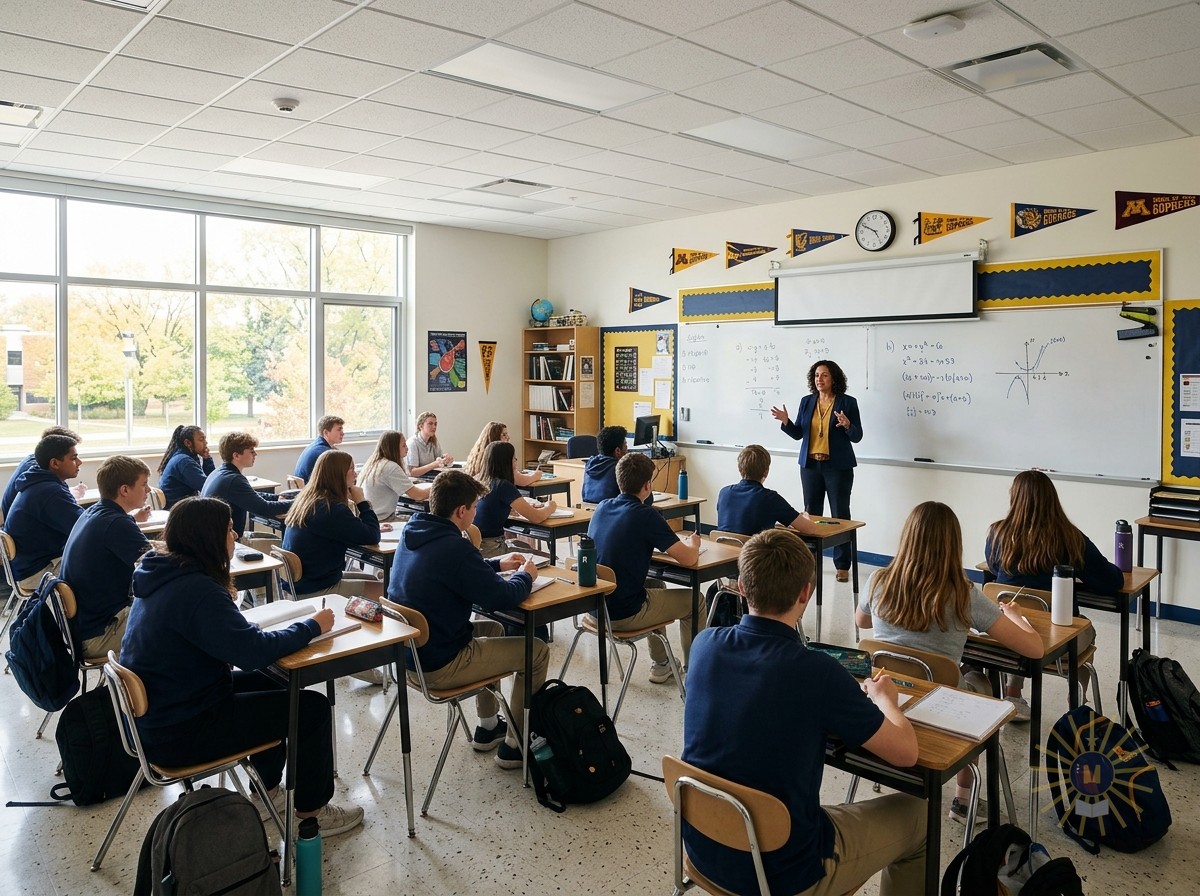 Diverse Minnesota students in a collaborative classroom learning math together