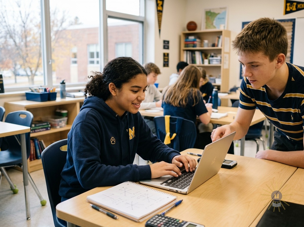 Students using technology for math