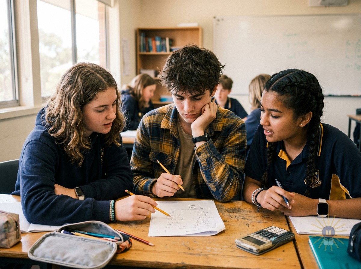 Students working in small groups