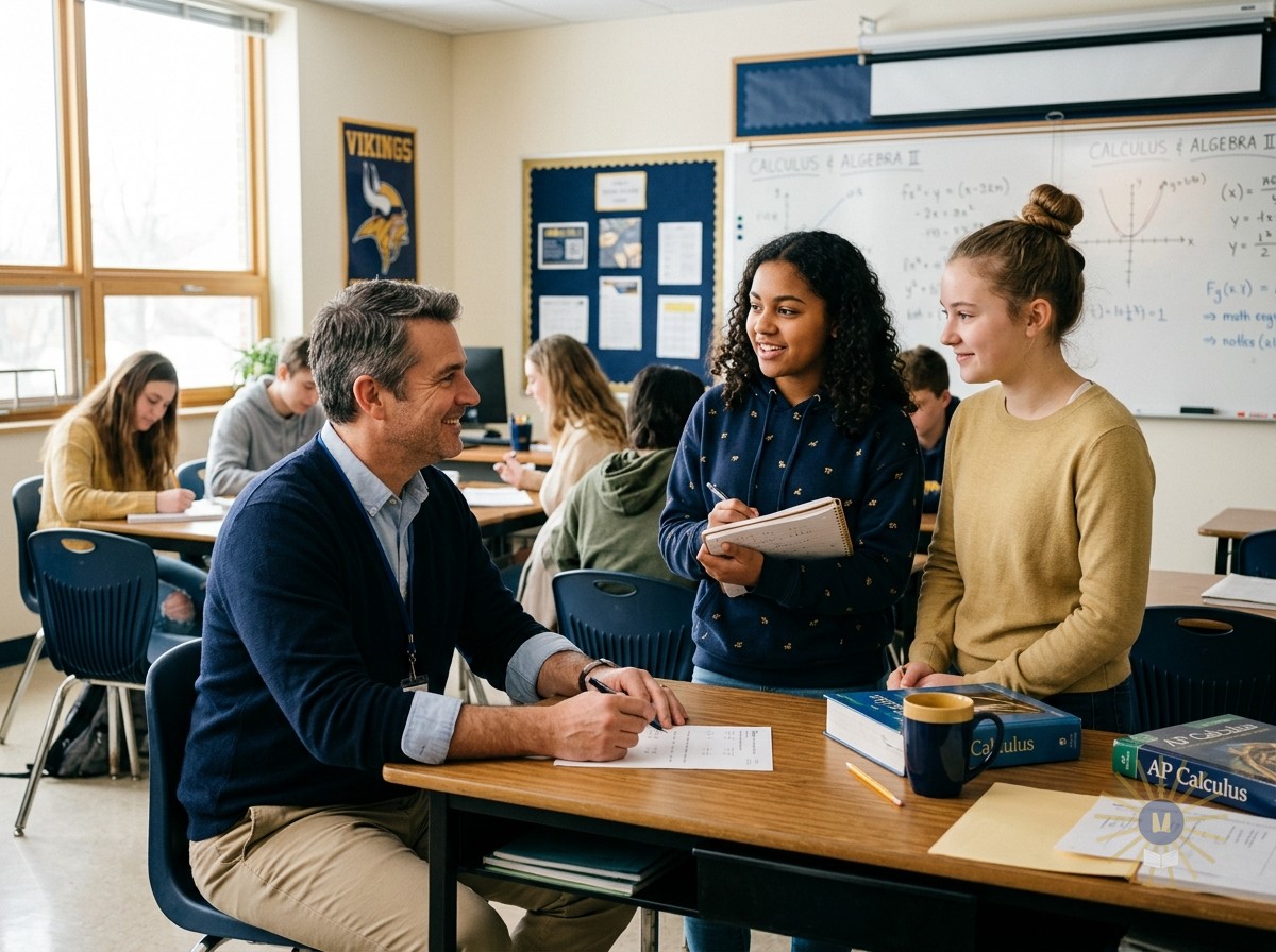 A dedicated teacher working closely with students in a Minnesota classroom