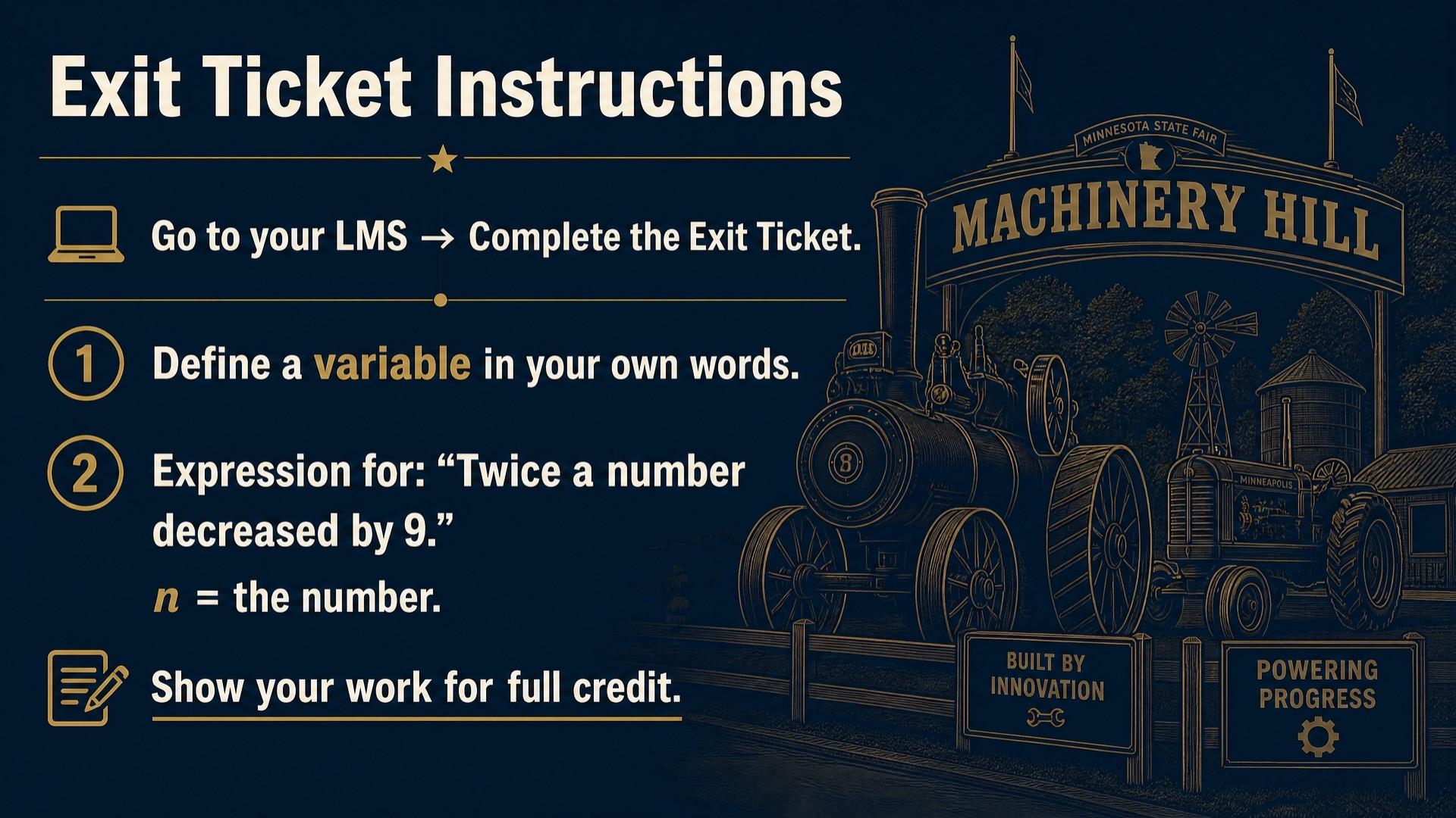 Exit ticket slide from the L01 deck